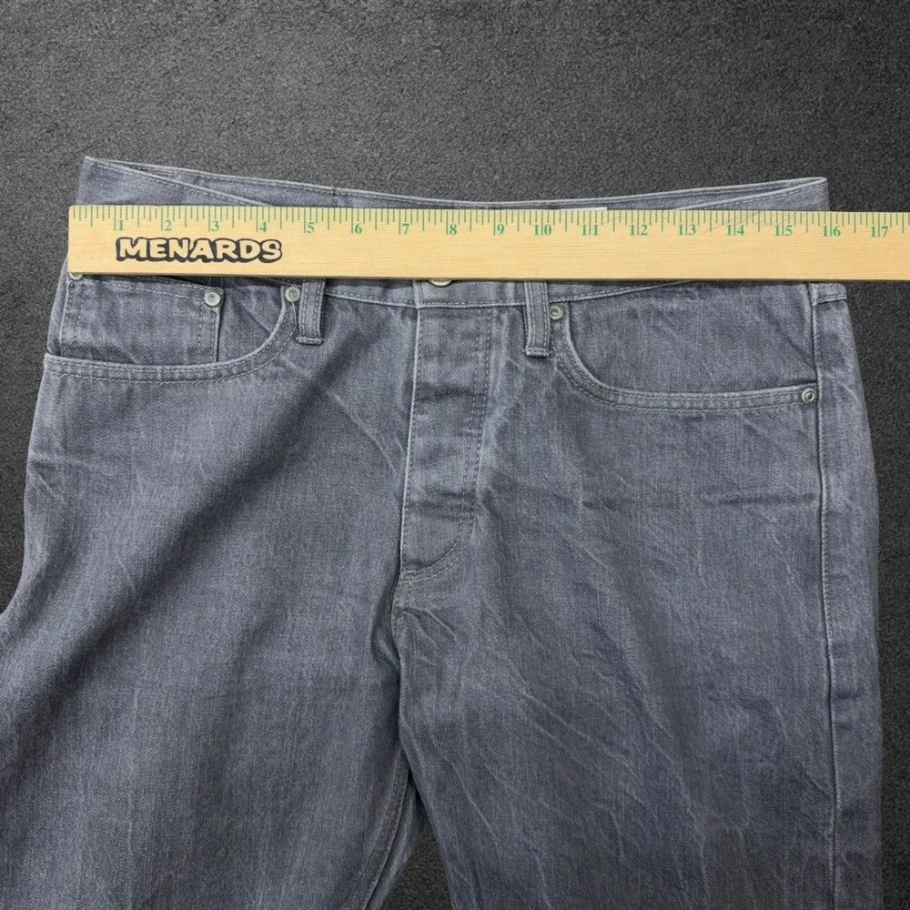 Gustin‎ Mens California Straight Raw Grey Denim Jeans Button Fly Size 32 x 31